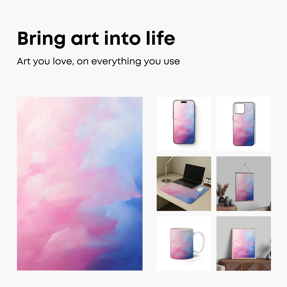 Abstract Cloudscape: Pink and Blue Harmony - Image 2