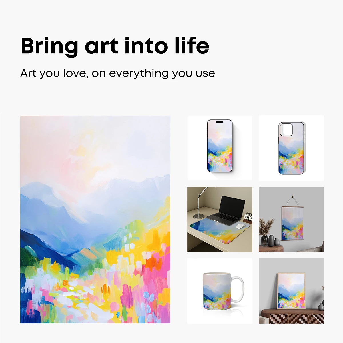 Abstract Mountain Symphony in Pastel Hues - Image 2