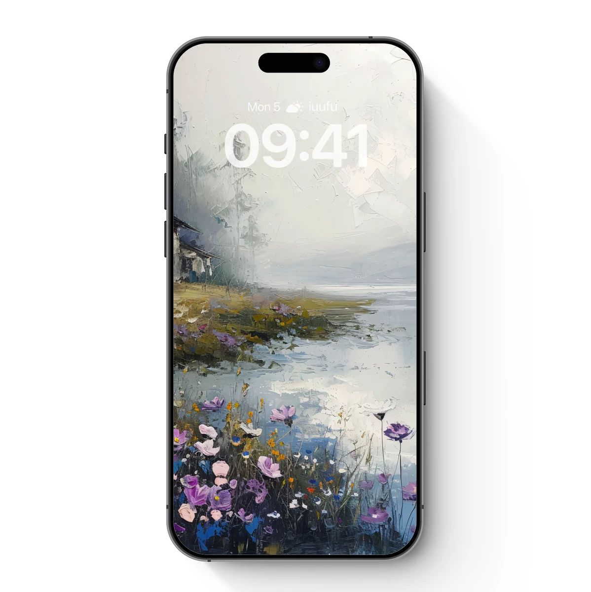 Misty Lake Cottage: Impressionist Floral Harmony