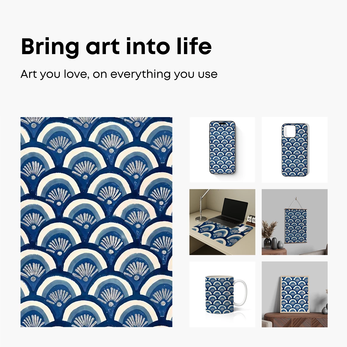 Blue Scallop Tiles: A Modern Oceanic Mosaic - Image 2