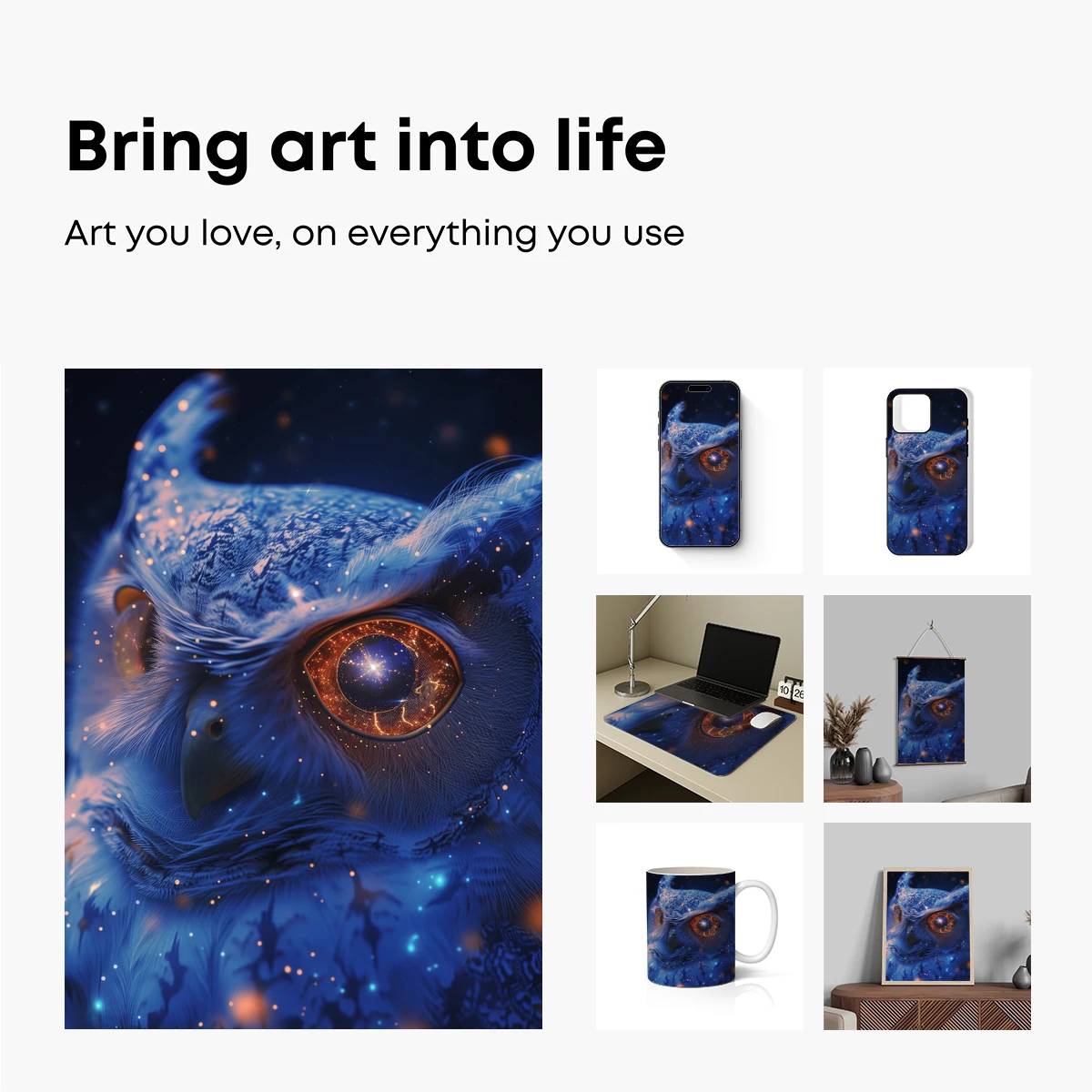 Cosmic Owl: Starry Night Vision - Image 2