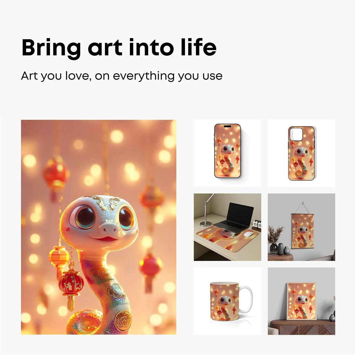Charming Serpent Lanterns: Festive Fantasy Art - Image 2