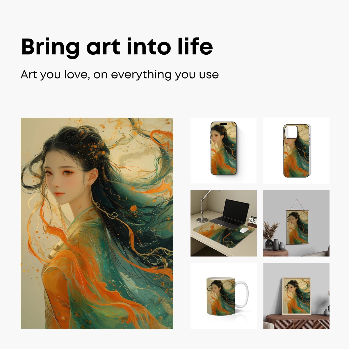 Ethereal Silk Whispers: A Fusion of Flowing Hair and Vibrant Colors - Image 2