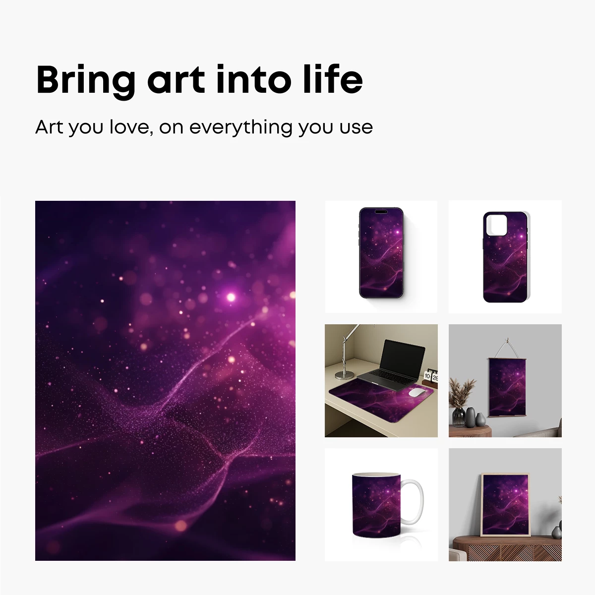 Ethereal Cosmic Veil: Stardust Waves in Violet - Image 2