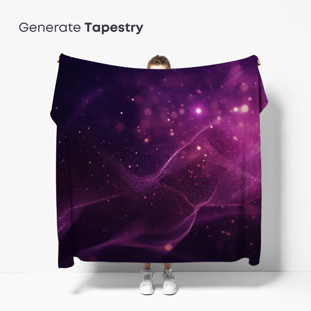 Ethereal Cosmic Veil: Stardust Waves in Violet - Image 5