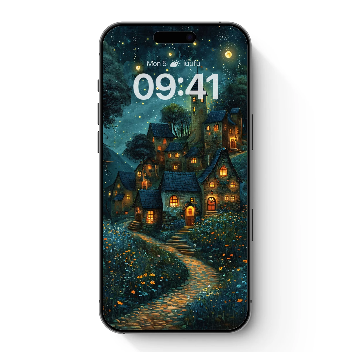 Enchanted Village Under a Starlit Sky
