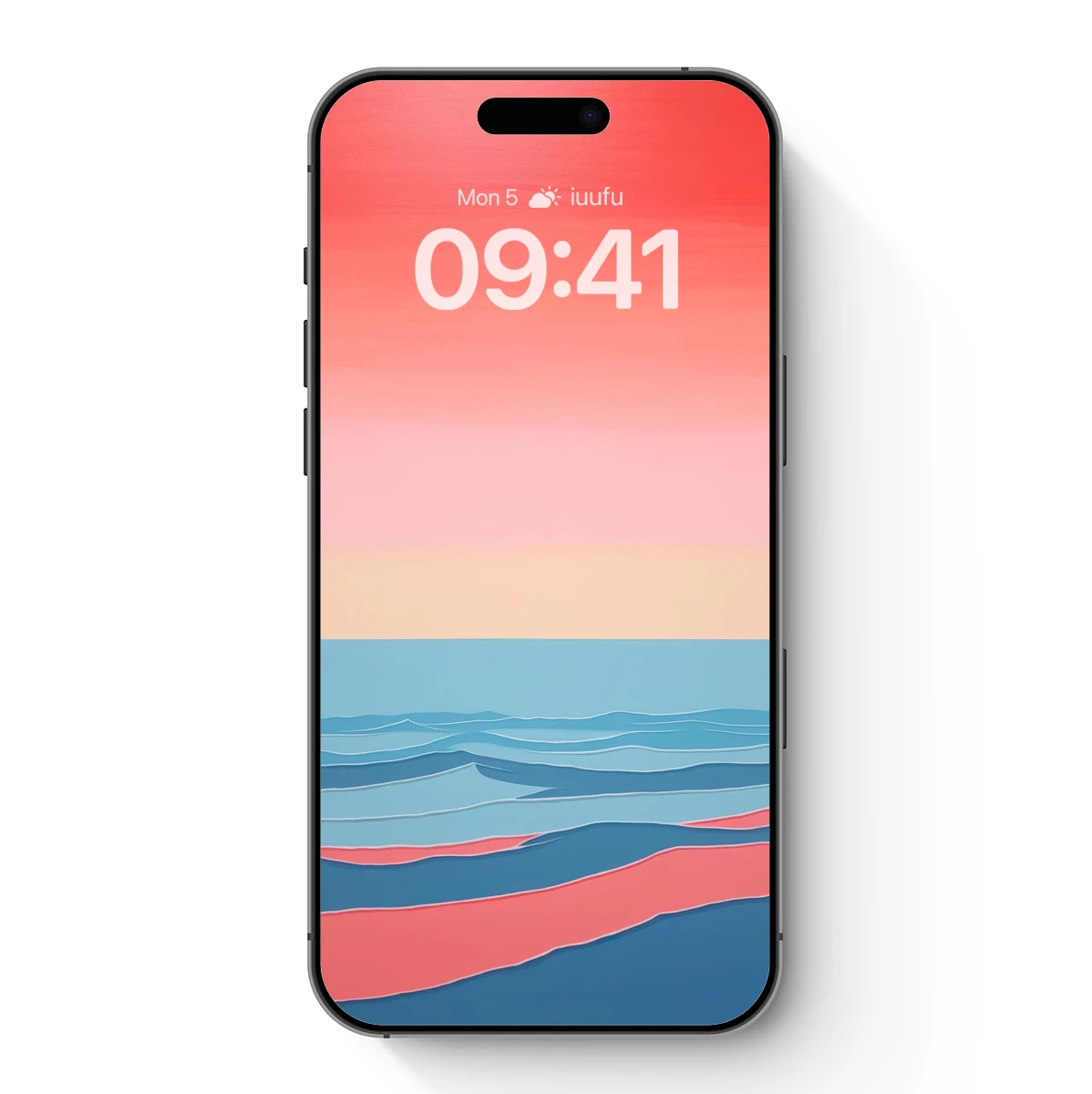 Coral Sunset Over Layered Waves