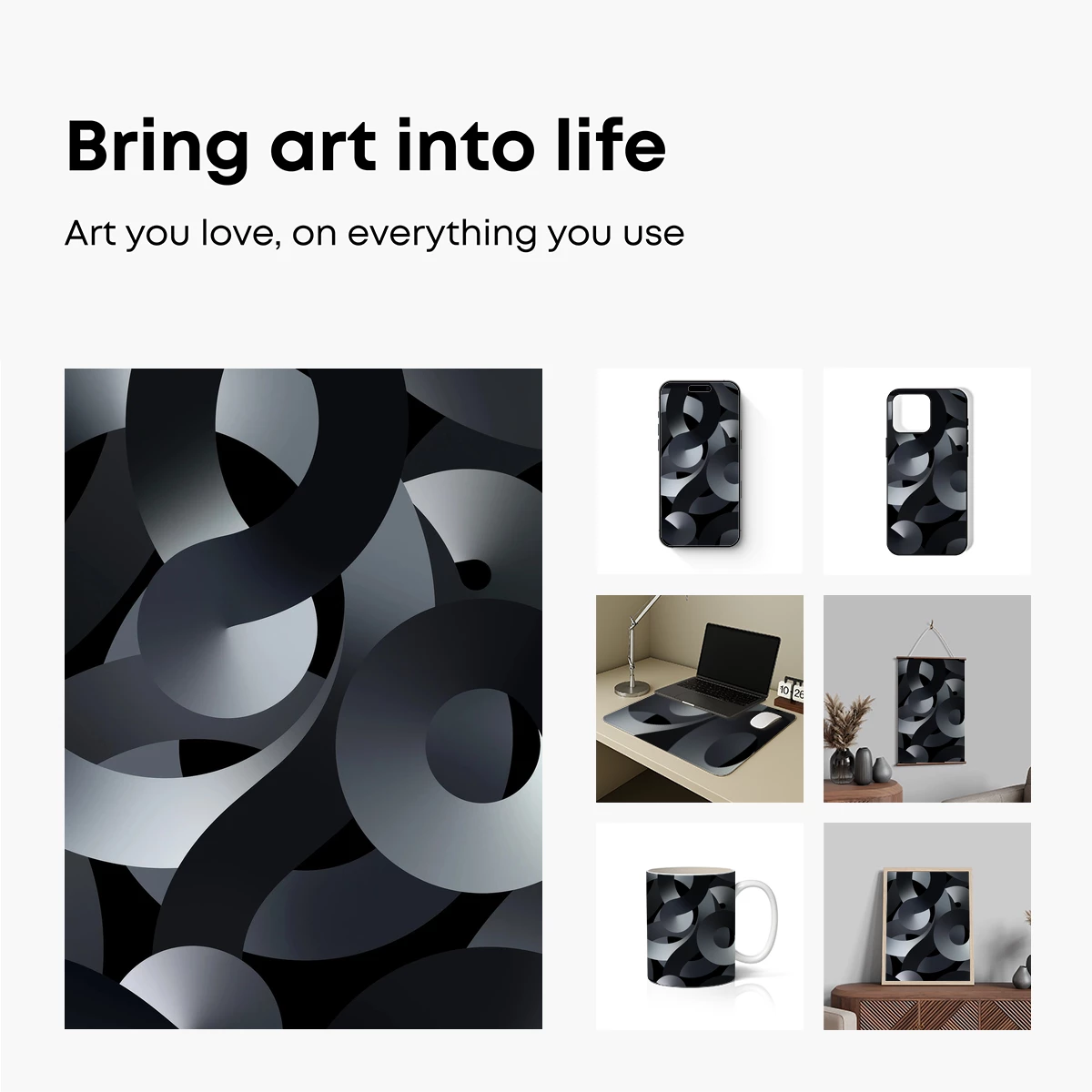 Eclipse of Shadows: Abstract Monochrome Loops