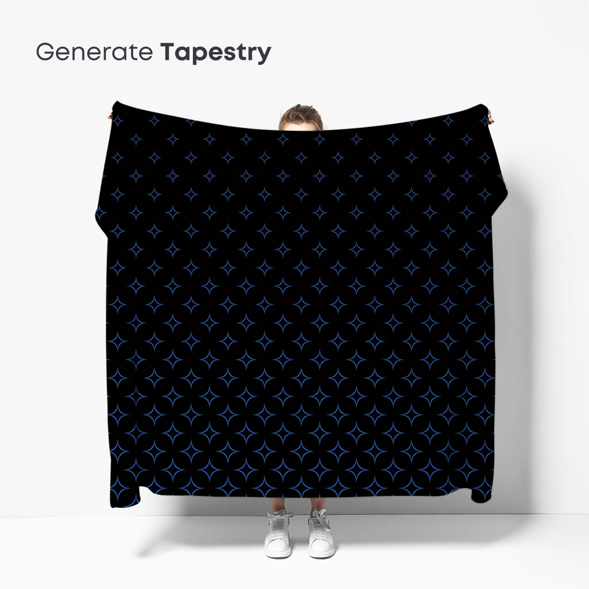 Geometric Night Sky: Blue Stars on Black - Image 5