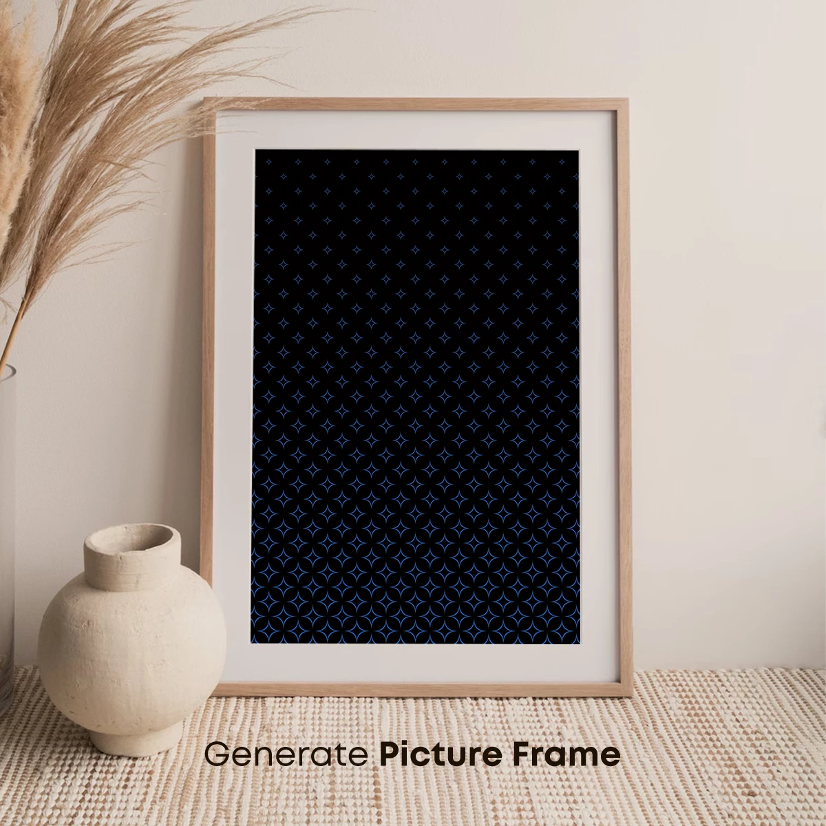 Geometric Night Sky: Blue Stars on Black - Image 7