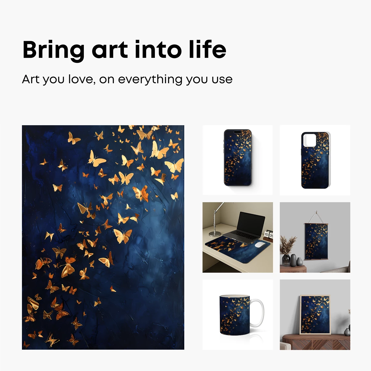 Golden Butterflies in Midnight Flight - Image 2