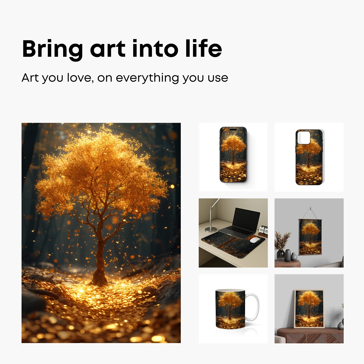 Golden Tree of Light: Mystical Forest Glow - Image 2