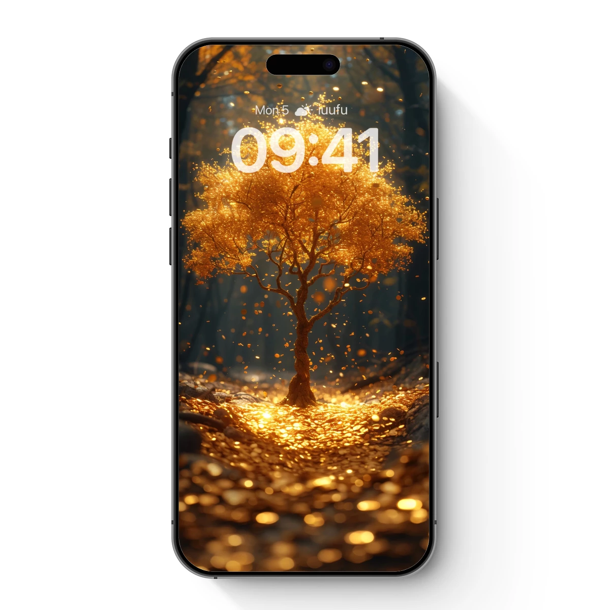 Golden Tree of Light: Mystical Forest Glow Golden Tree of Light: Mystical Forest Glow