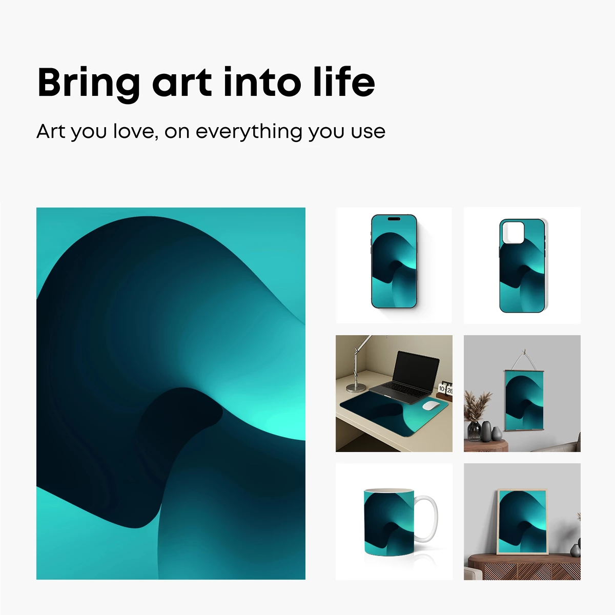 Ethereal Teal Waves: A Digital Sculpture - Image 2