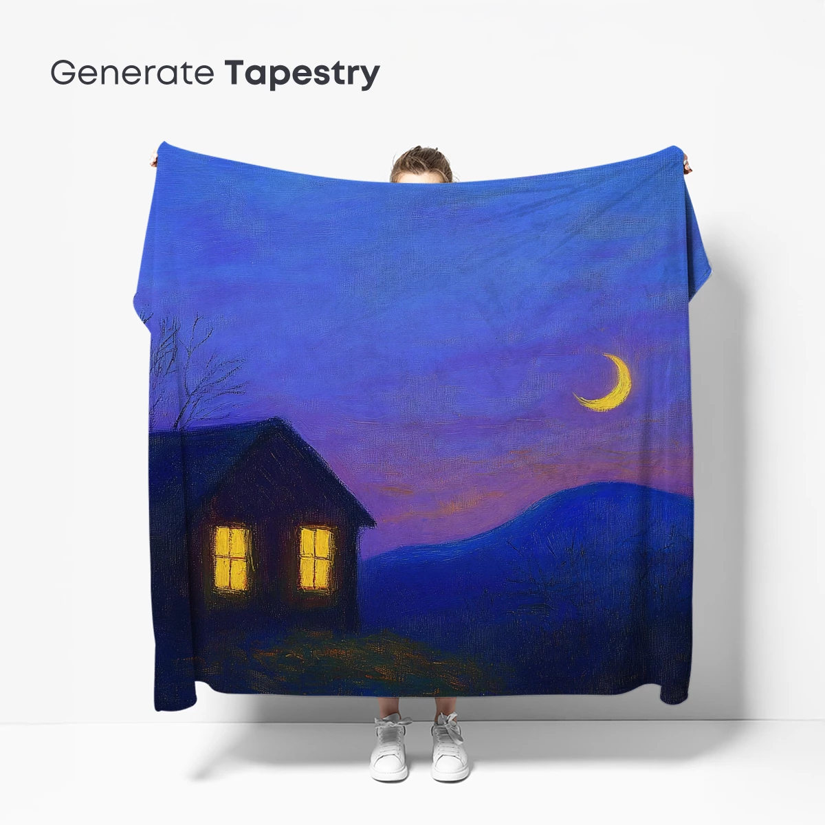 Cabin Under Crescent Moon: Twilight Serenity - Image 5