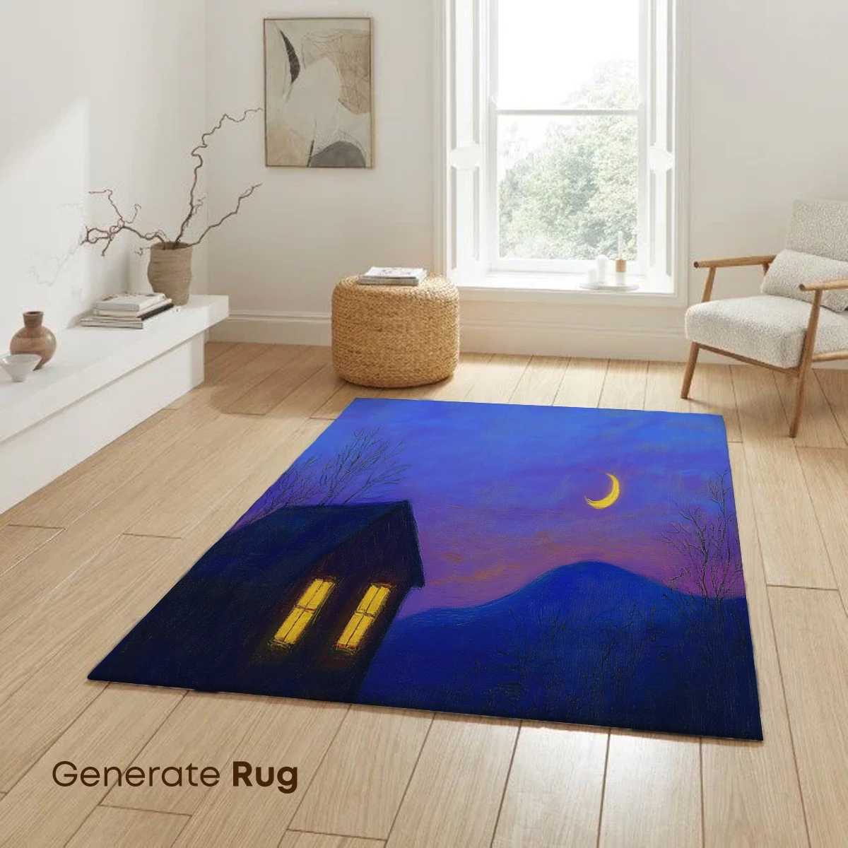 Cabin Under Crescent Moon: Twilight Serenity - Image 6