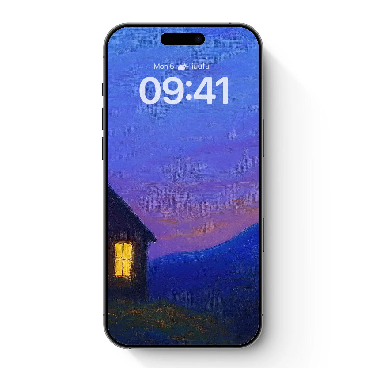 Cabin Under Crescent Moon: Twilight Serenity