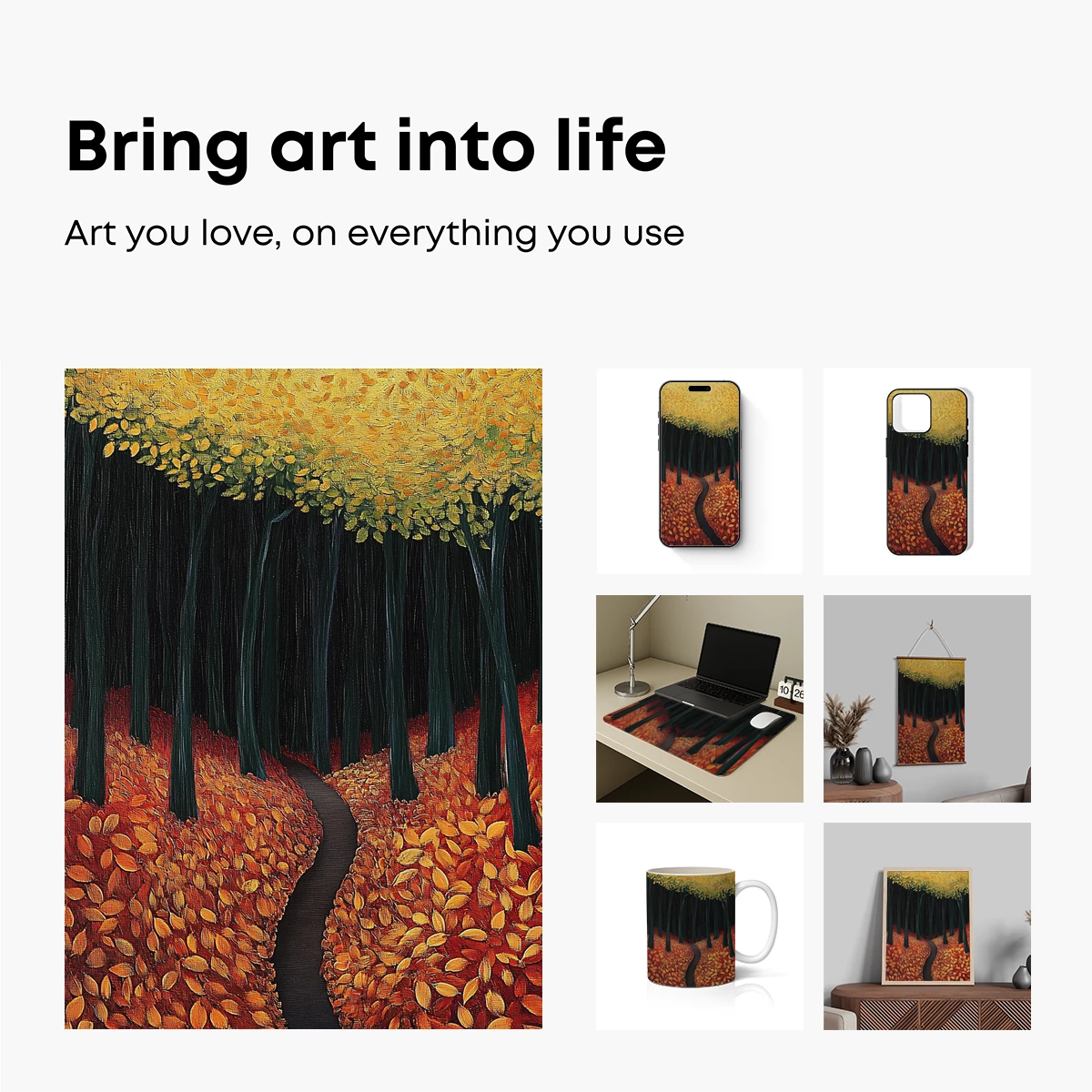 Autumnal Pathway: A Forest of Golden Leaves - Image 2