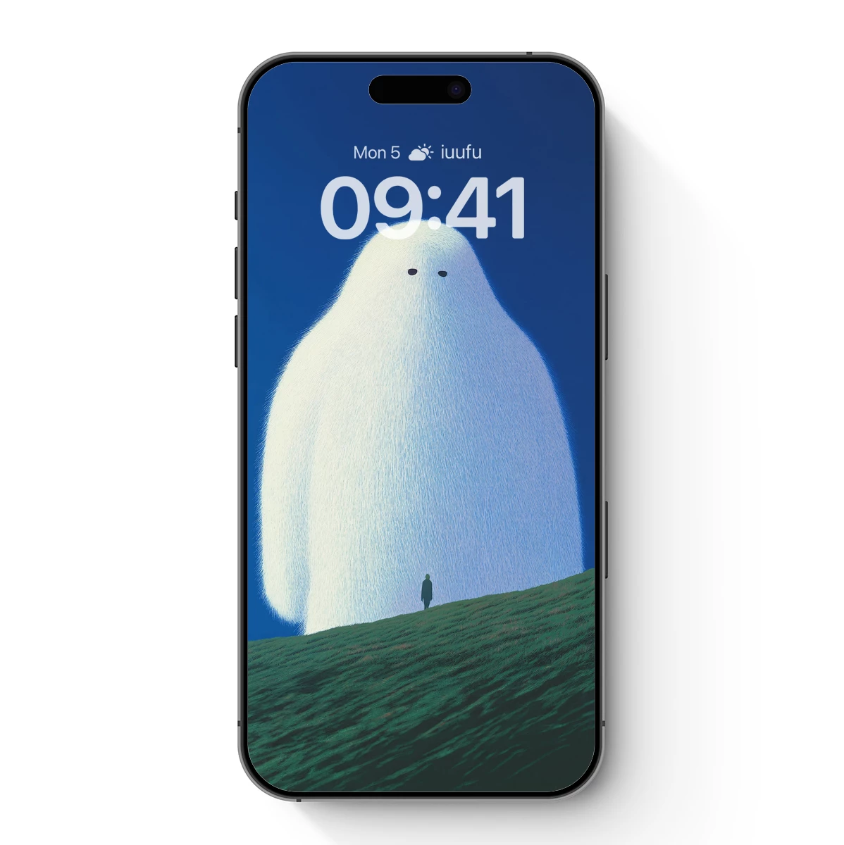 Giant White Being and Solitary Figure: A Surreal Encounter