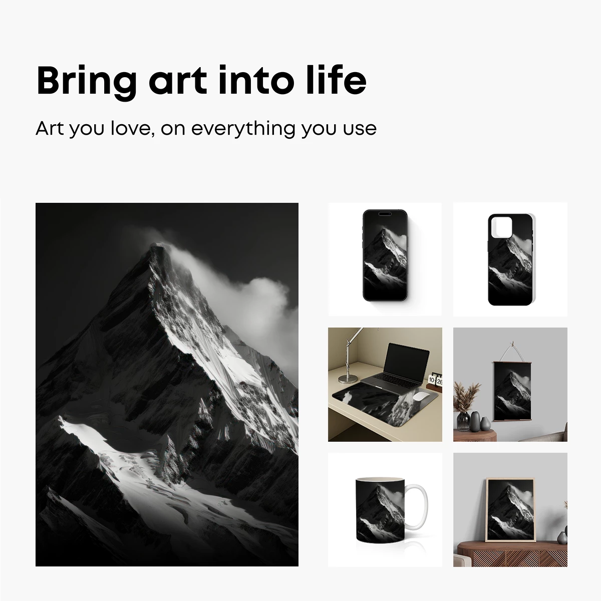 Monochrome Majesty: Snow-Capped Peaks in Shadow