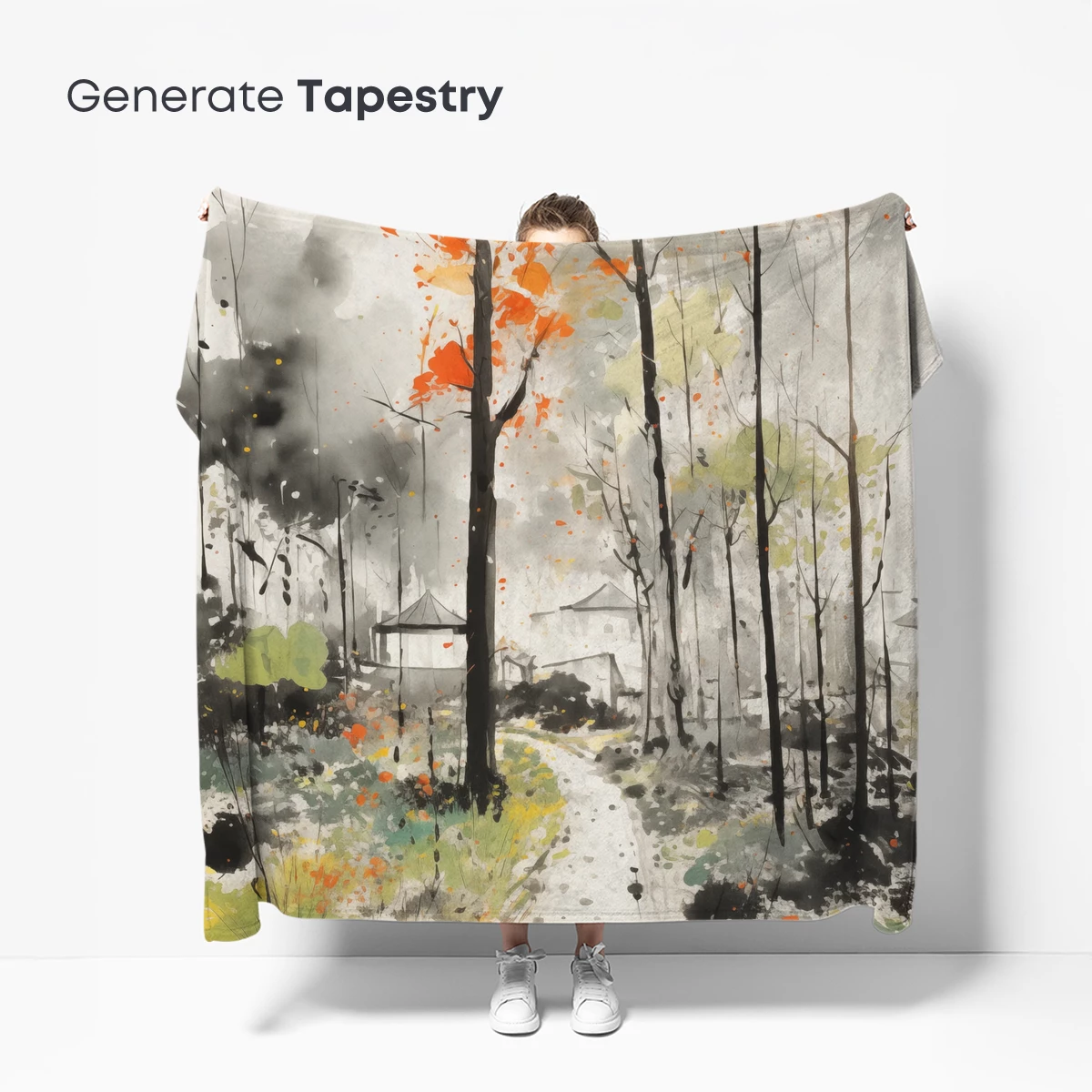 Autumnal Ink Odyssey: A Watercolor Forest Path - Image 5