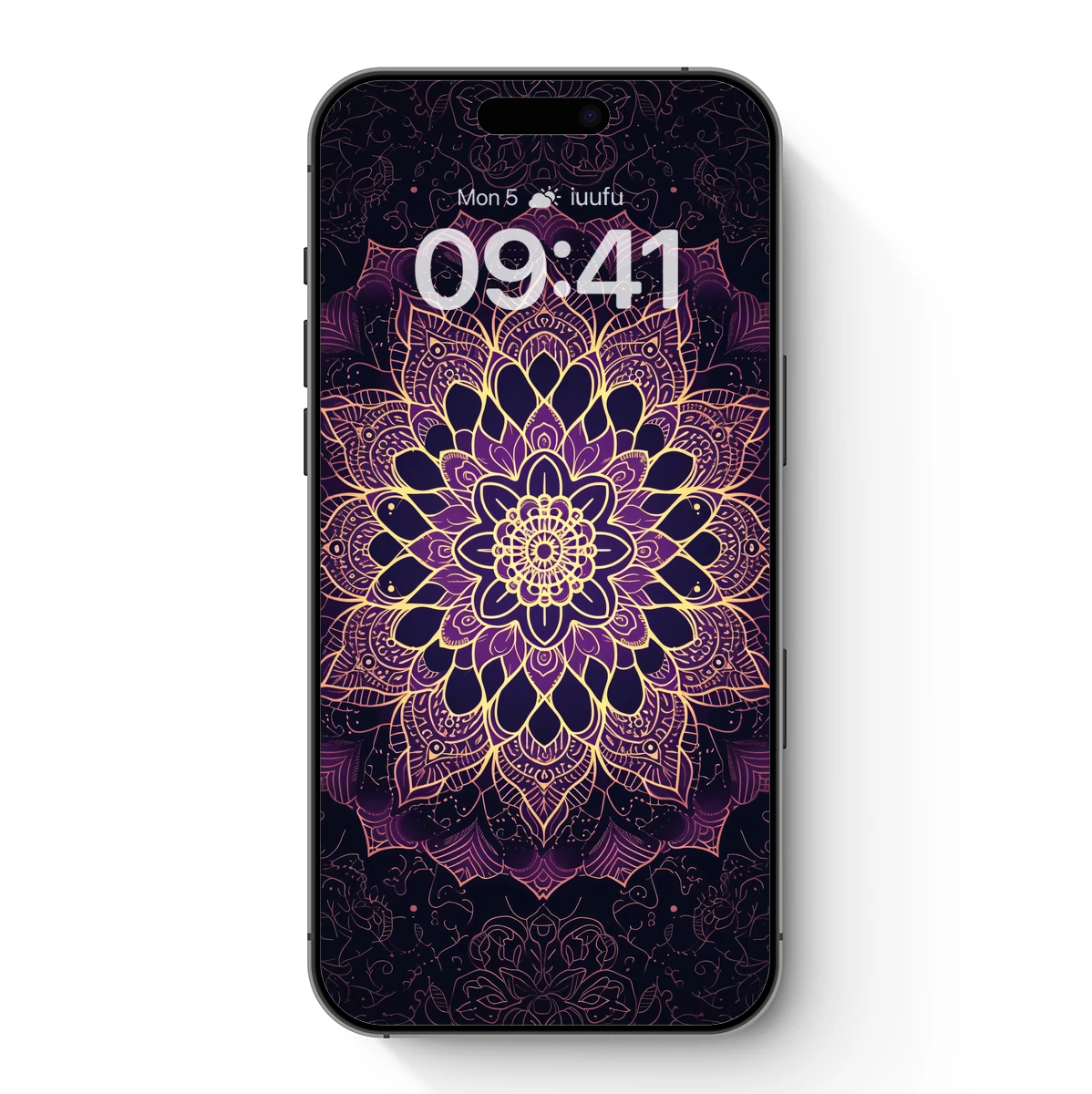 Mystic Mandala Bloom: Golden Lotus in Purple Depths
