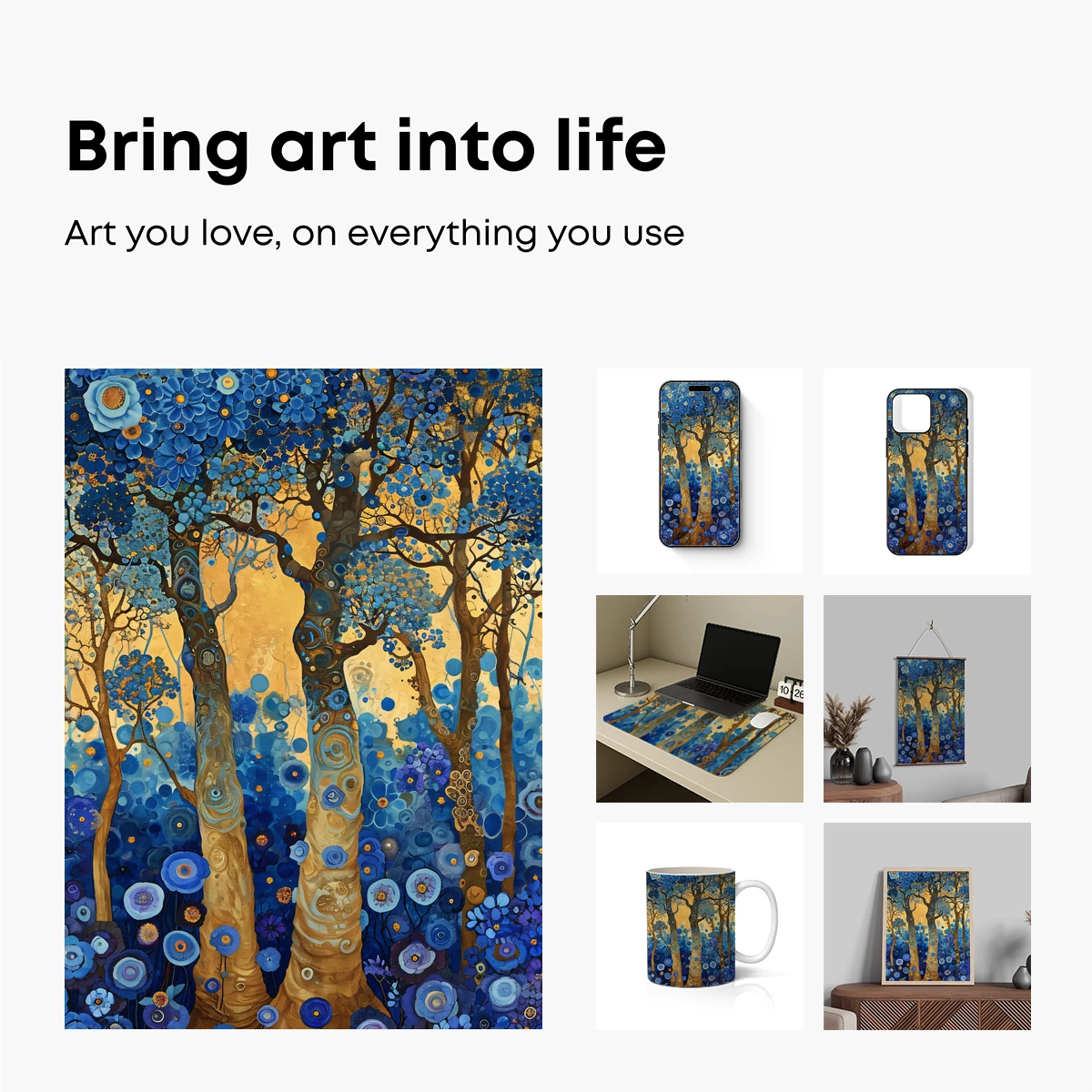 Enchanted Blue Forest: A Floral Odyssey - Image 2