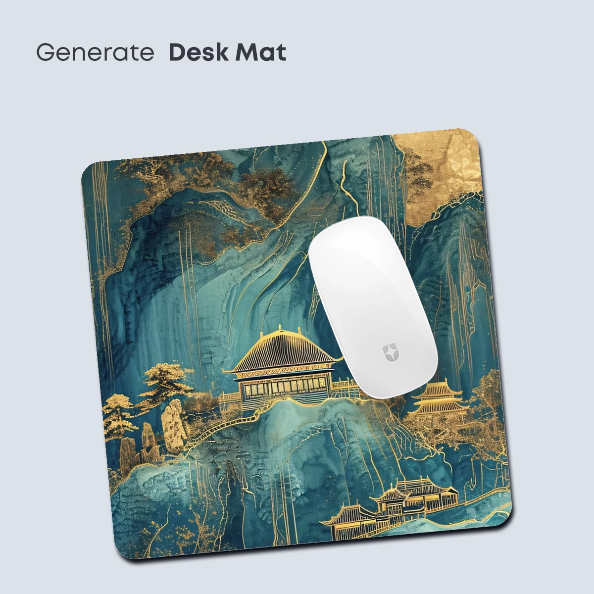 Ethereal Mountain Sanctuary: Golden Threads in Blue Mist - Image 4