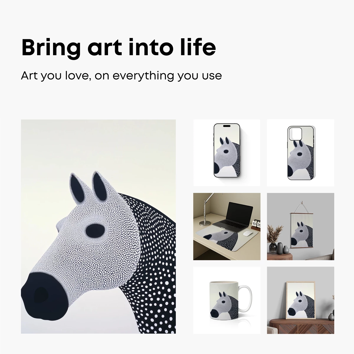 Dot-Patterned Elegance: Modern Horse Portrait - Image 2
