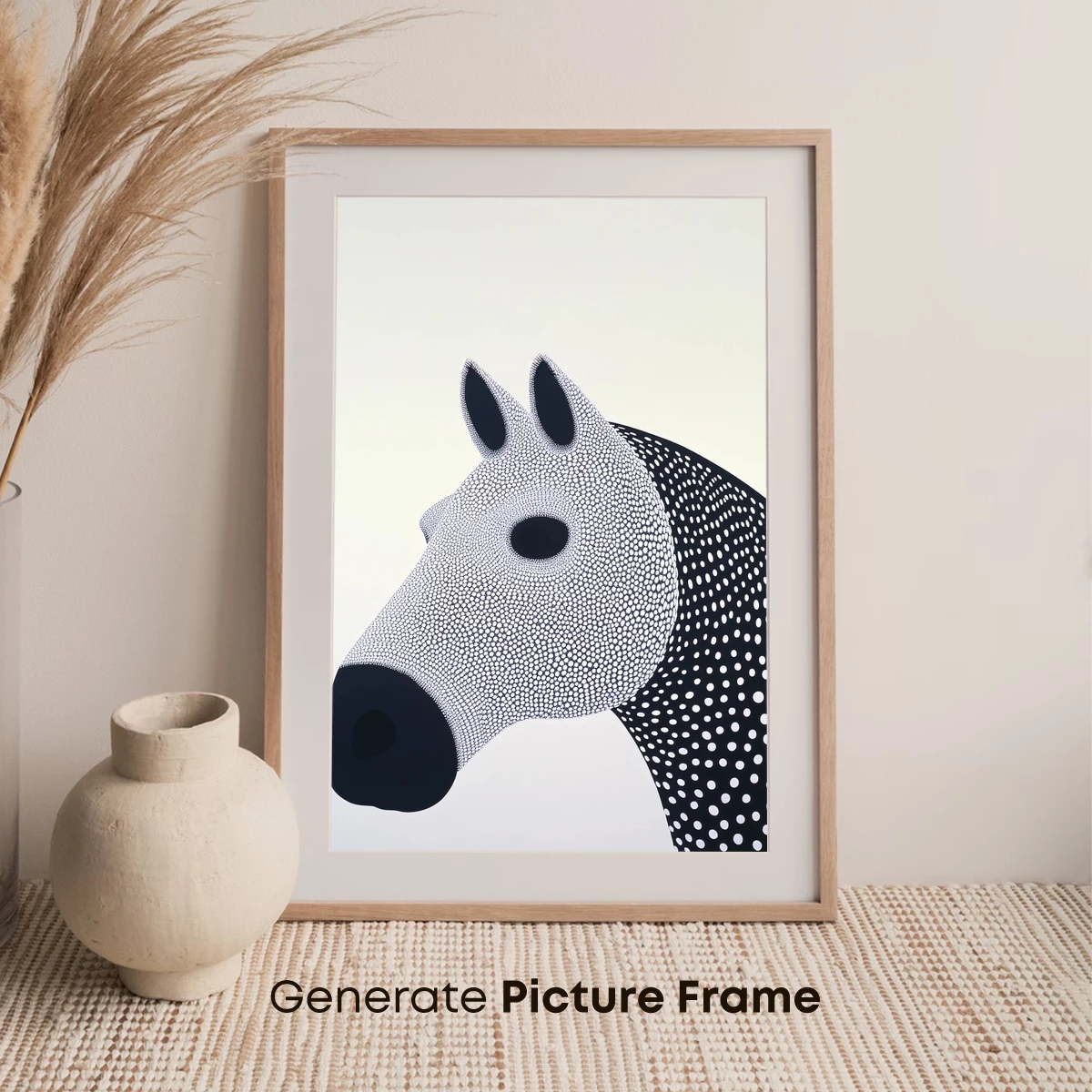 Dot-Patterned Elegance: Modern Horse Portrait - Image 7