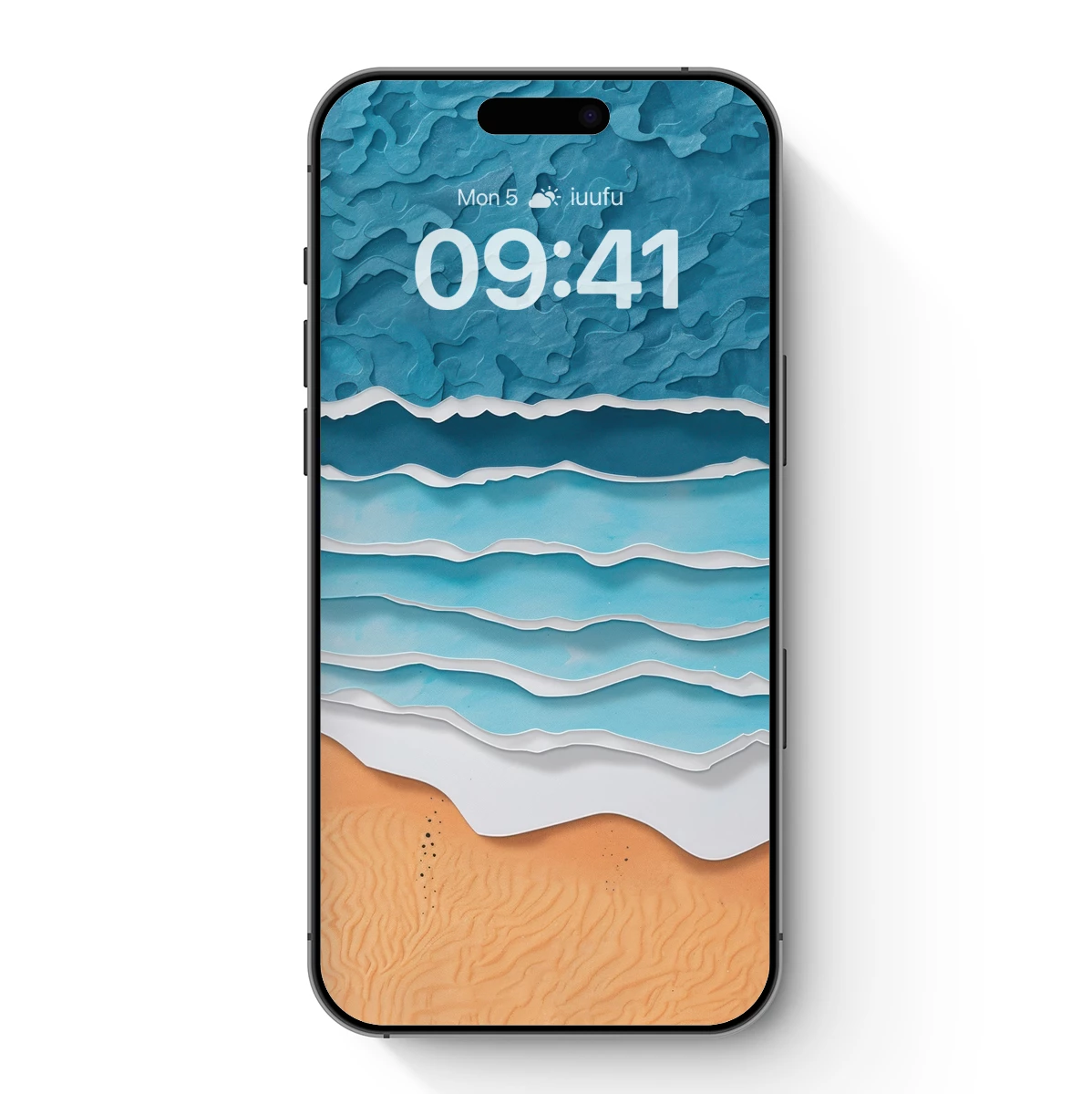 Layered Ocean Serenity: Paper-Cut Waves and Sandy Shores