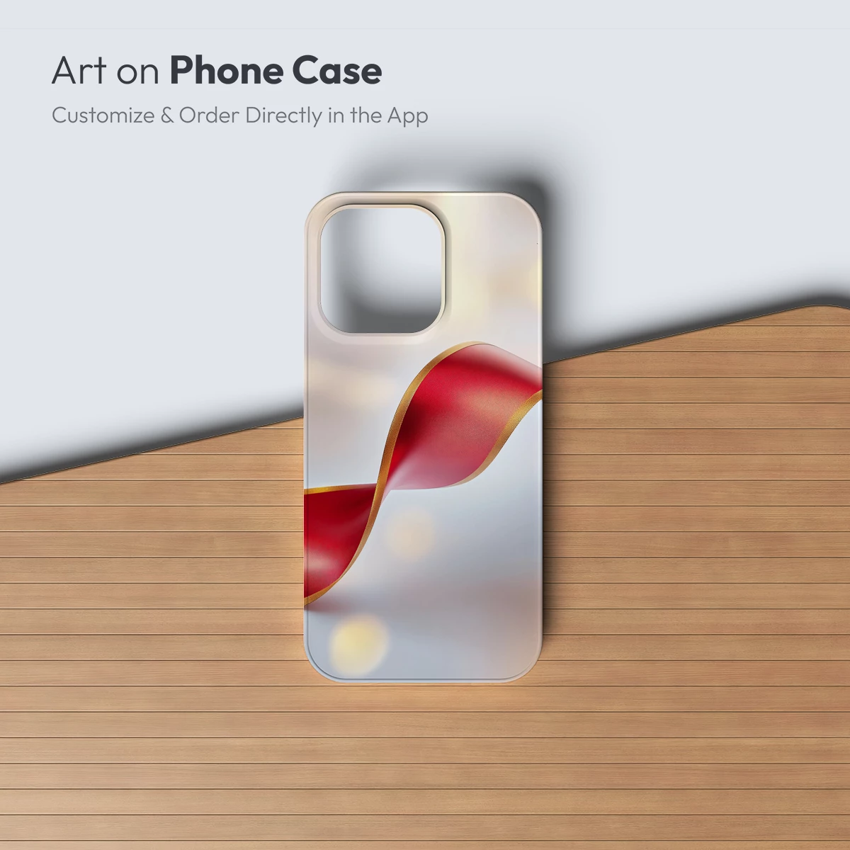 Elegant Ribbon Wave: Red and Gold Harmony - Image 2