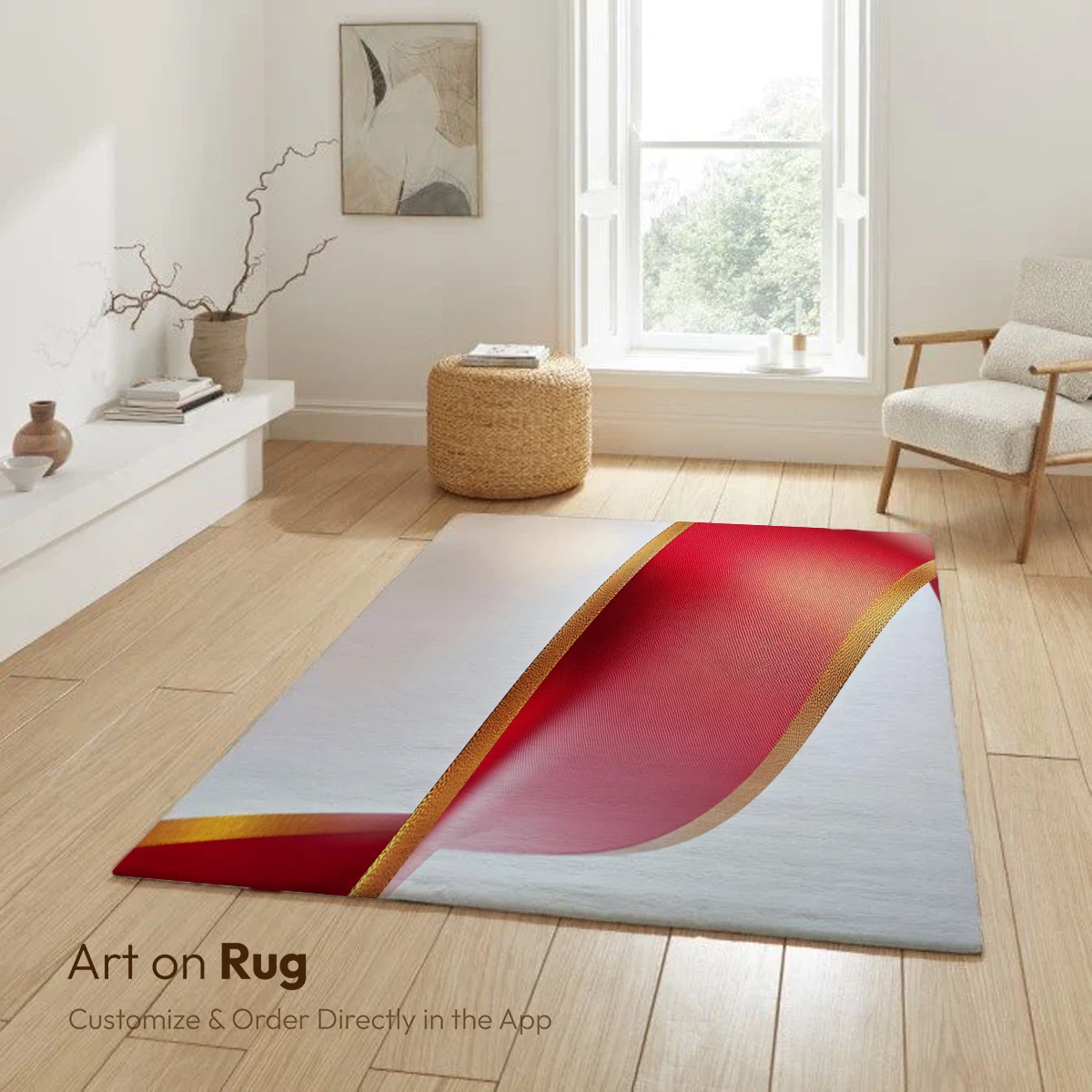 Elegant Ribbon Wave: Red and Gold Harmony - Image 5