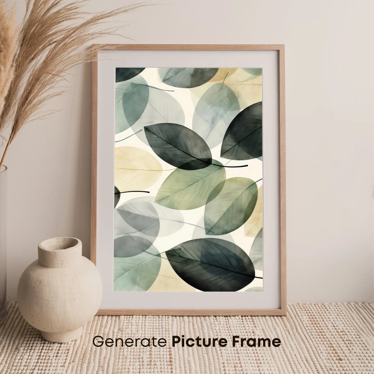 Ethereal Leaf Symphony: Monochromatic Nature Art - Image 7