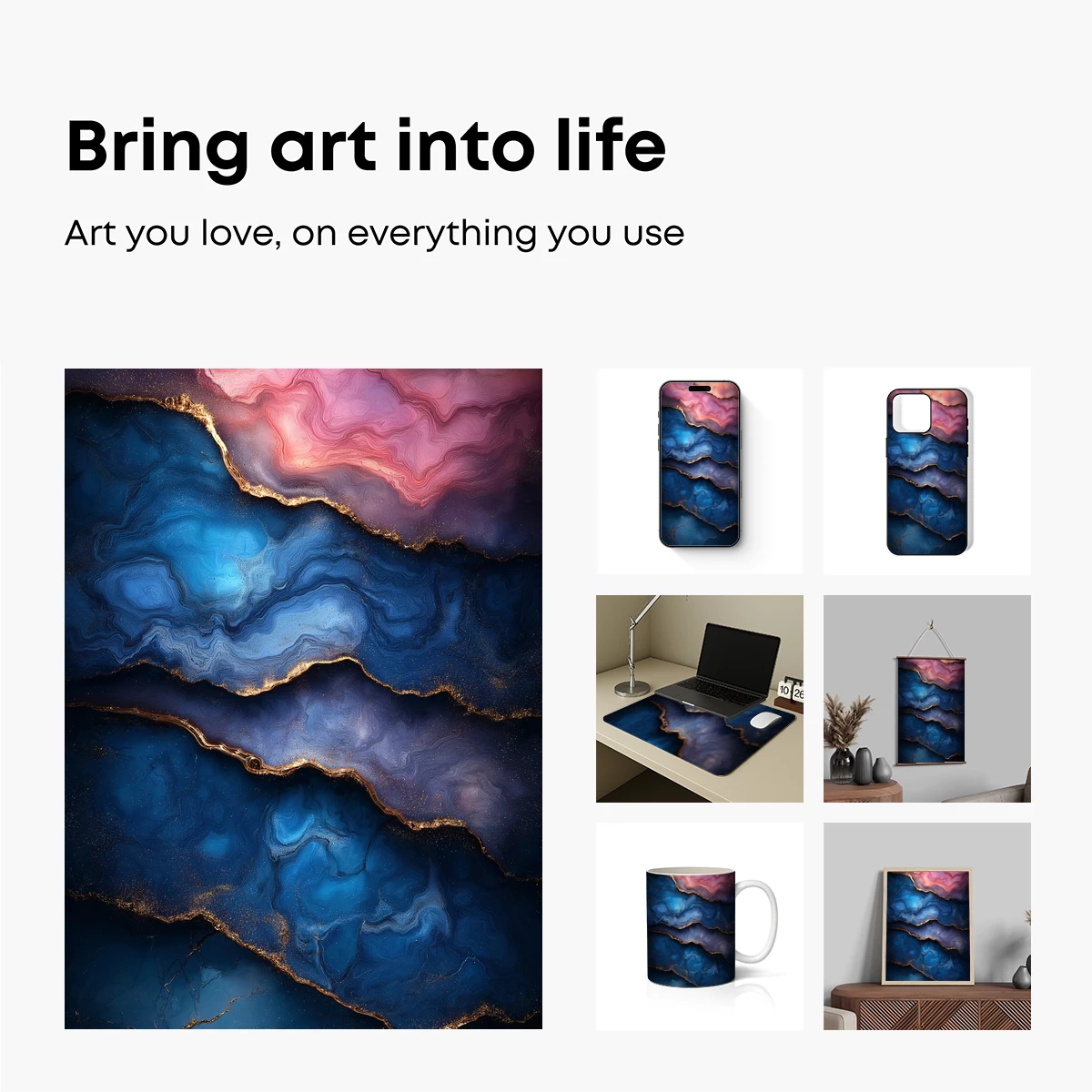 Ethereal Agate Veins: A Symphony of Blue and Gold - Image 2