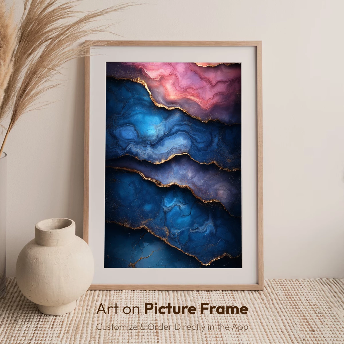 Ethereal Agate Veins: A Symphony of Blue and Gold - Image 7