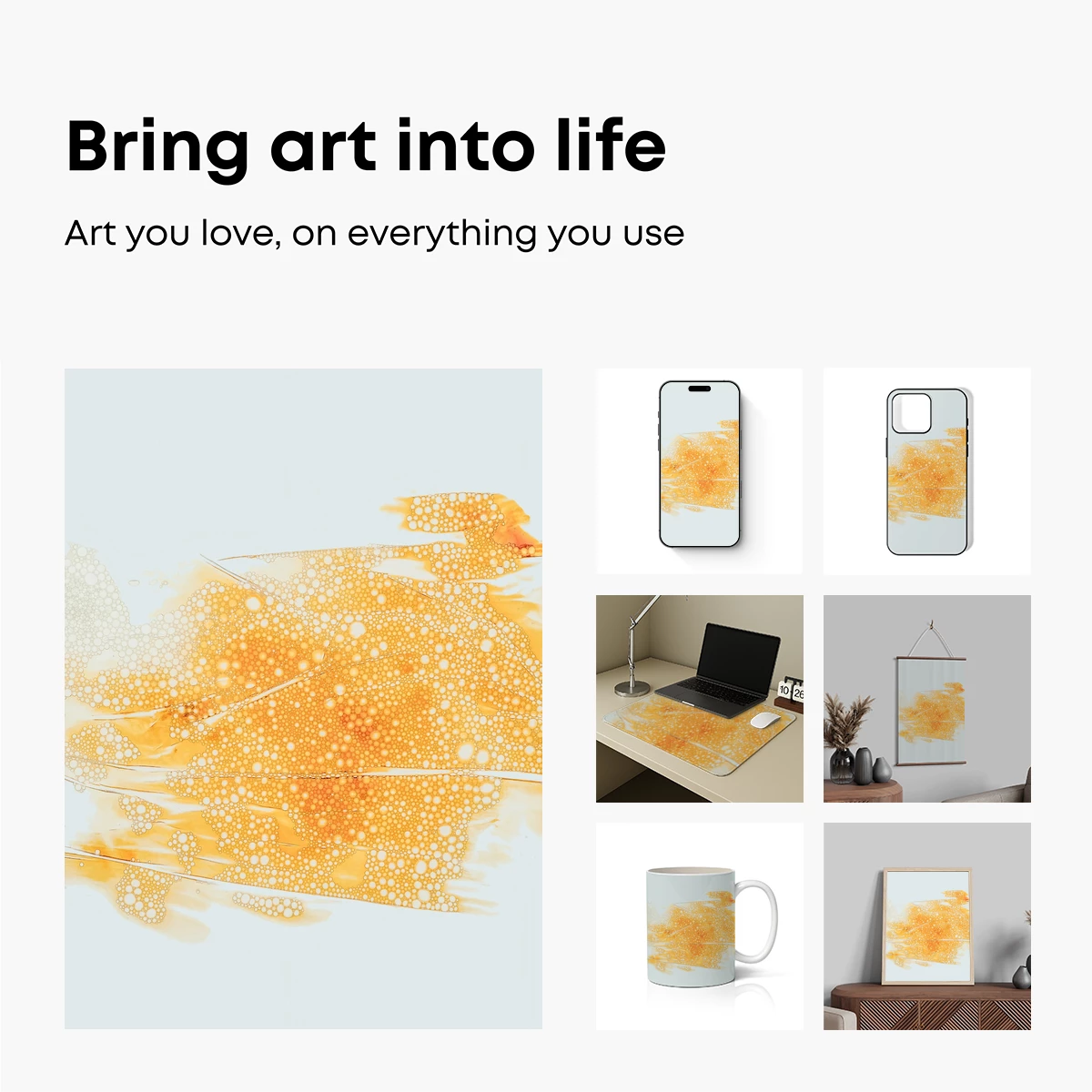 Golden Bubble Symphony: Abstract Fluid Art