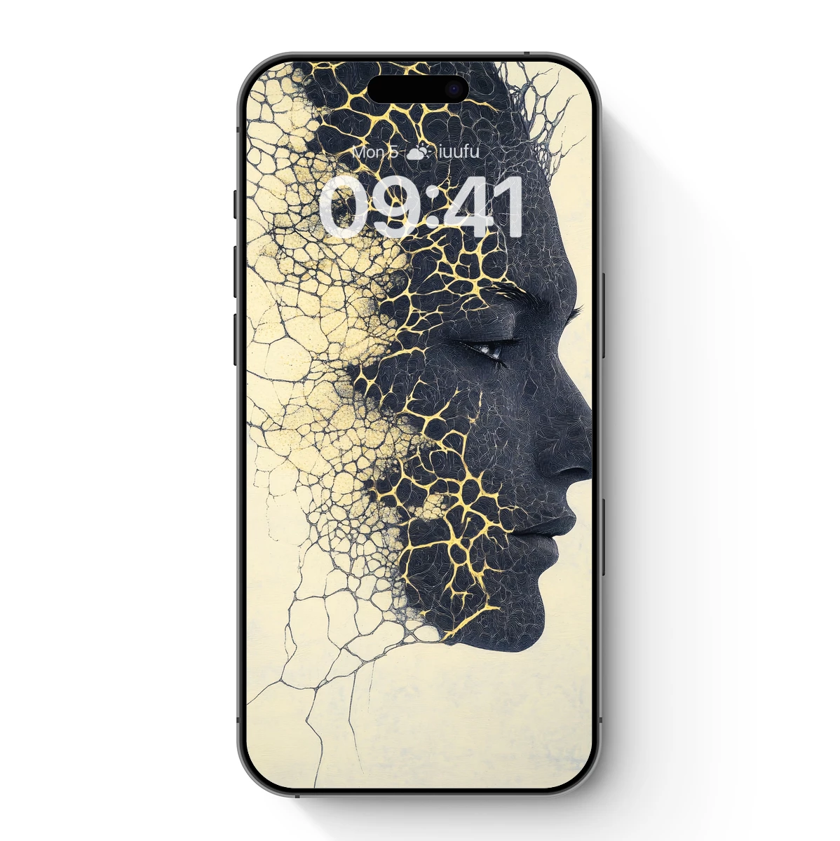 Fractured Serenity: Golden Veins on Silhouetted Profile Fractured Serenity: Golden Veins on Silhouetted Profile