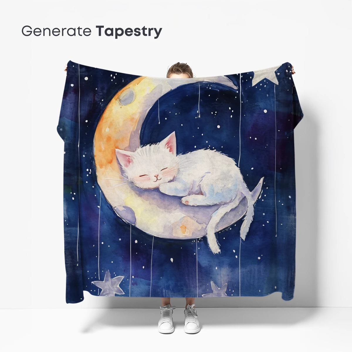 Dreaming Kitten on a Crescent Moon - Image 5