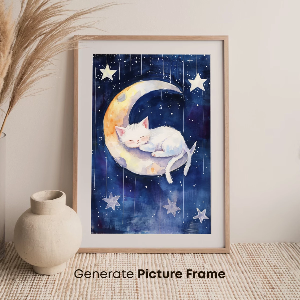 Dreaming Kitten on a Crescent Moon - Image 7