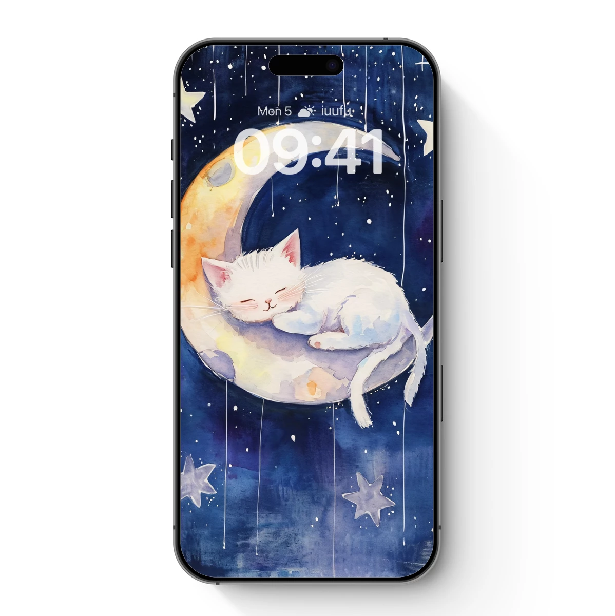 Dreaming Kitten on a Crescent Moon Dreaming Kitten on a Crescent Moon