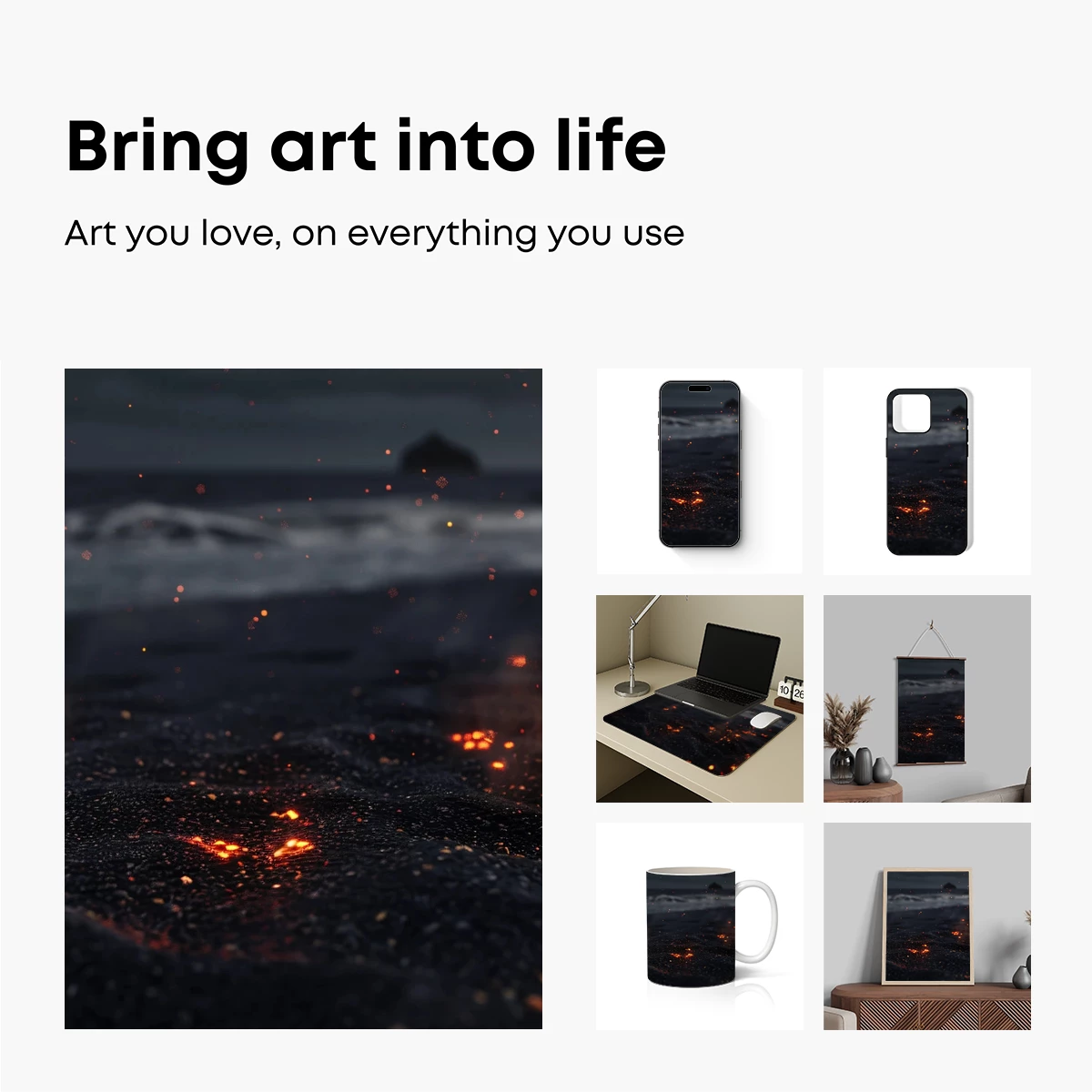 Emberlit Shore: Fusion of Fire and Sea - Image 2