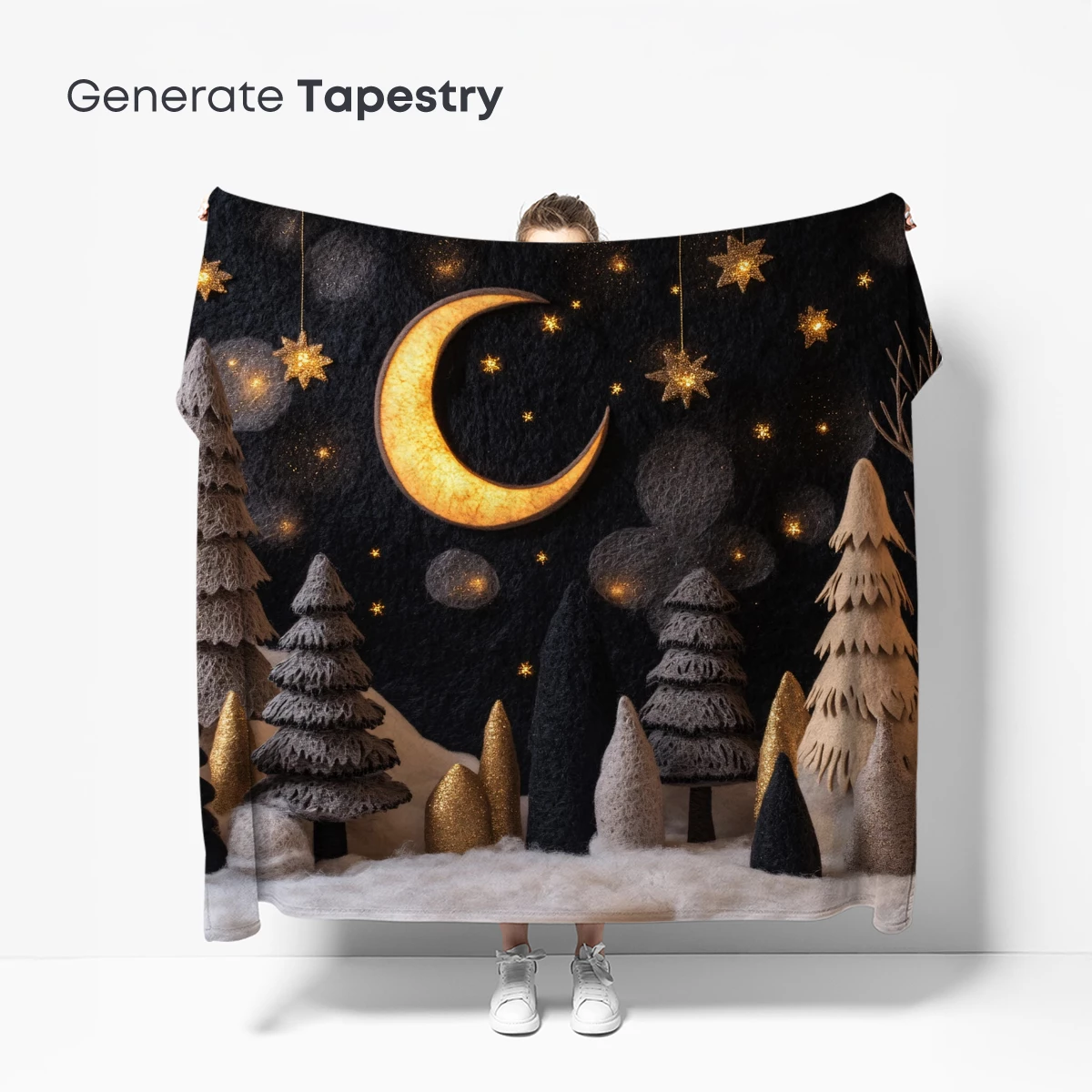 Enchanted Winter Forest Under a Crescent Moon - Image 5