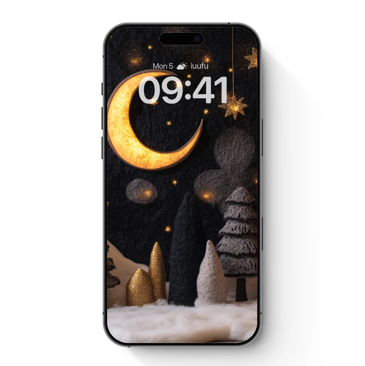 Enchanted Winter Forest Under a Crescent Moon