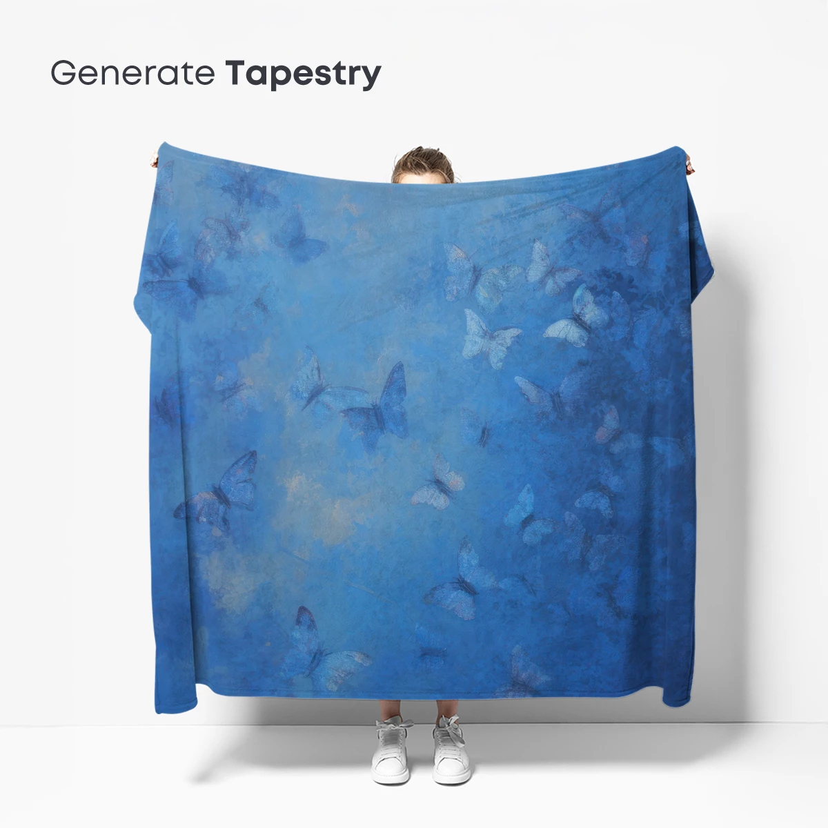 Blue Butterfly Swarm: Ethereal Flight in Monochrome - Image 5