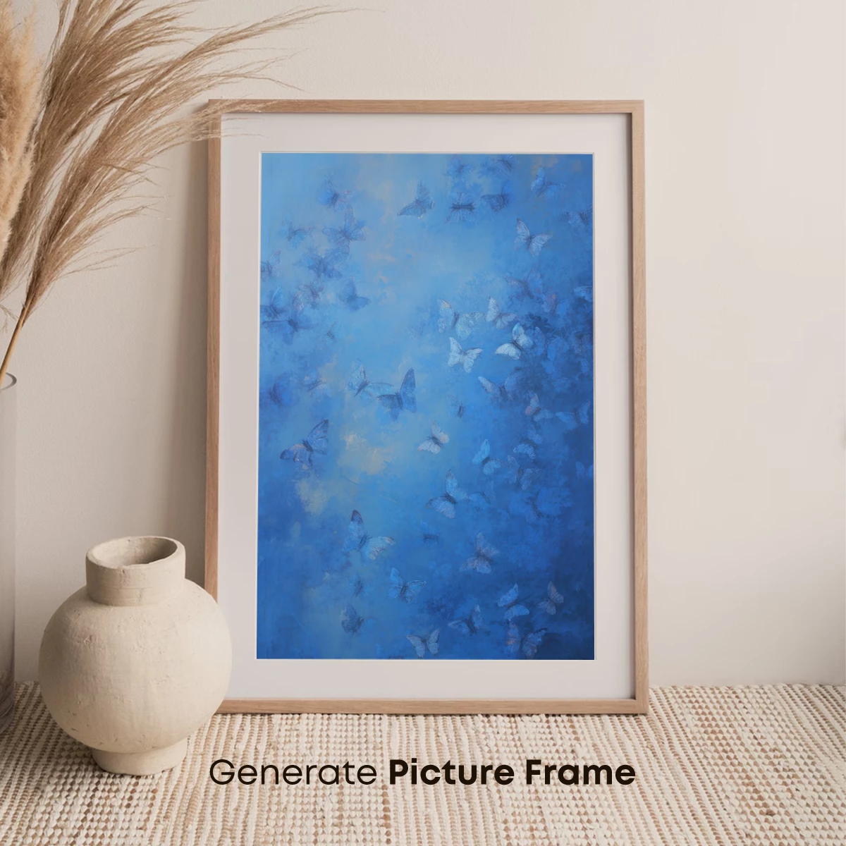 Blue Butterfly Swarm: Ethereal Flight in Monochrome - Image 7