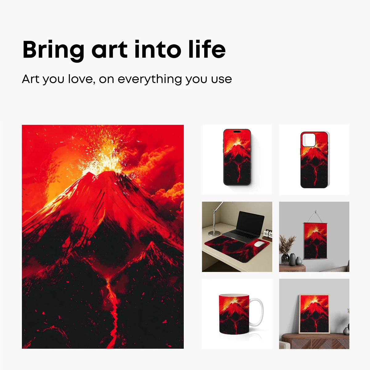 Erupting Inferno: Fiery Volcano Art - Image 2