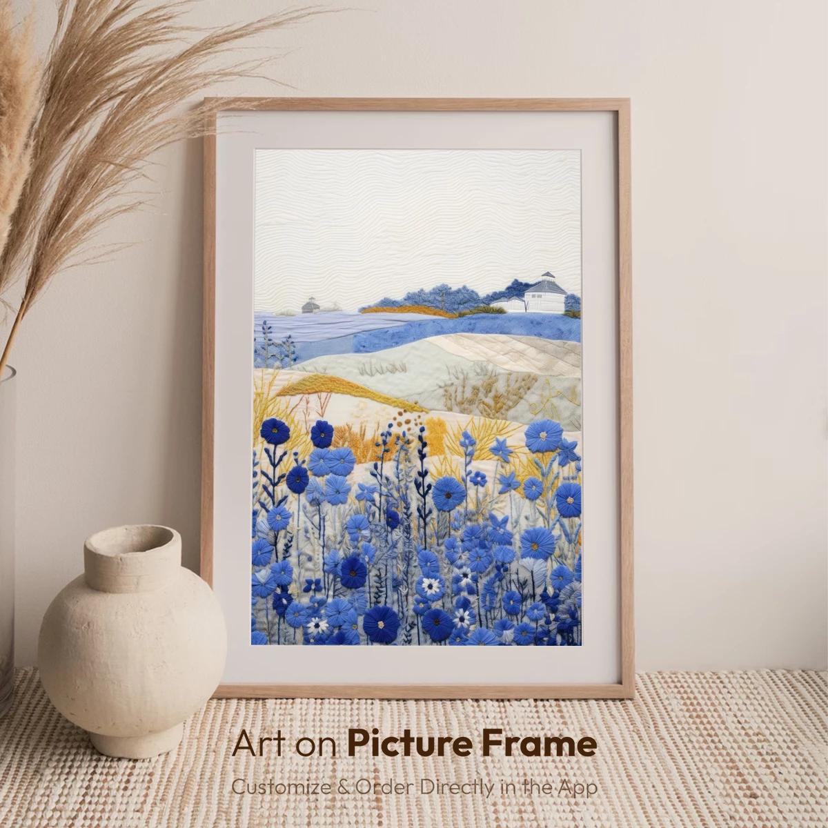 Blue Floral Tapestry Landscape - Image 7
