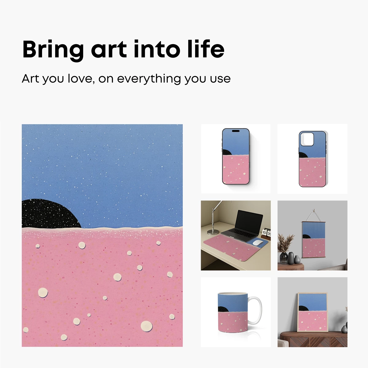 Cosmic Bubble Beach: Surreal Pink Shoreline - Image 2