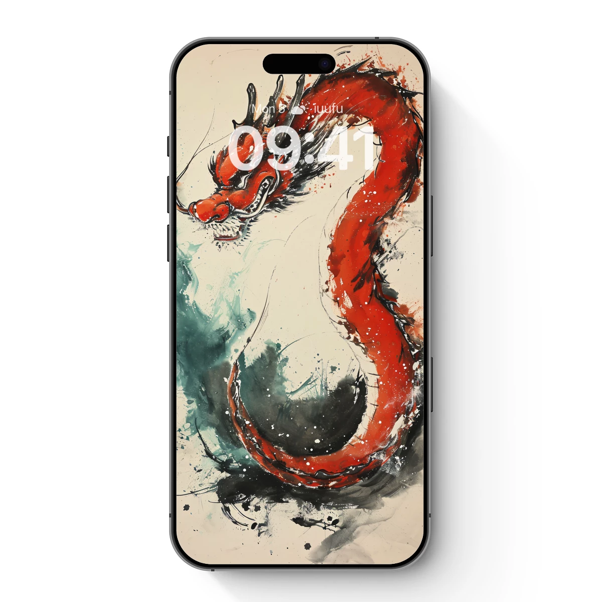 Crimson Dragon's Dance: Ink and Fire Fusion